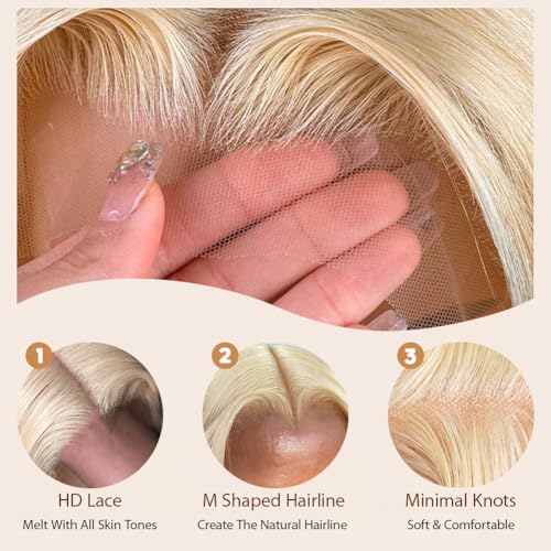613 Lace Front Wigs Human Hair 22 Inch 13x6 HD Lace Front Human Hair Wig Pre Plucked 180 Density Blonde Wig Straight Lace Frontal Wigs for Women