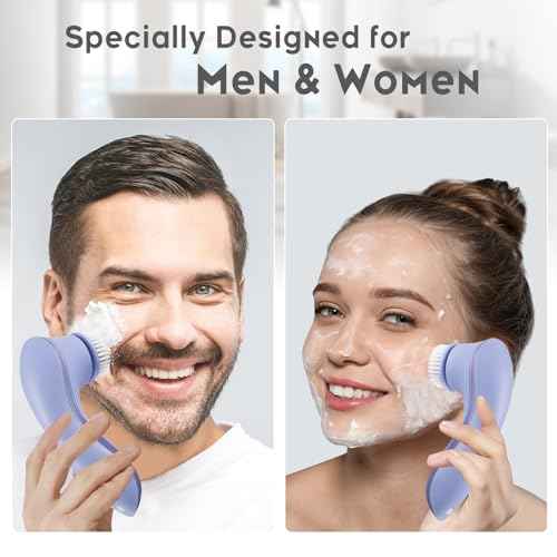 Facial Cleansing Brush Face Scrubber Exfoliator Rechargeable IPX7 Waterproof Electric Spin Cleanser Device for Exfoliating, Massaging and Deep Cleansing Removing Blackhead, Face Massaging