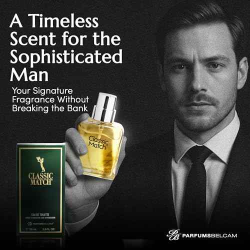 PB ParfumsBelcam Classic Match Green Eau De Toilette Spray for Men ? Fresh Chypre Cologne, Bergamot, Basil, Musk, Long-Lasting Masculine Fragrance, Signature Scent ? 2.5 Fl Oz
