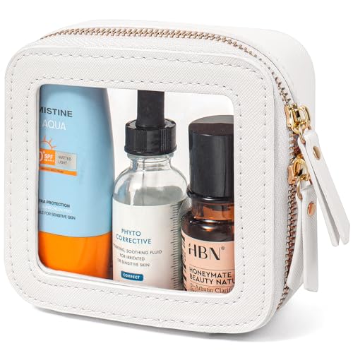 LETGO Clear Makeup Bags Small, Small Clear Makeup Bag for Purse,Mini Makeup Pouch Purse Organizer Fit Carry-on Travel Essentials,Cute Cosmetic Bags for Car Accessories for Women (Mini-White)