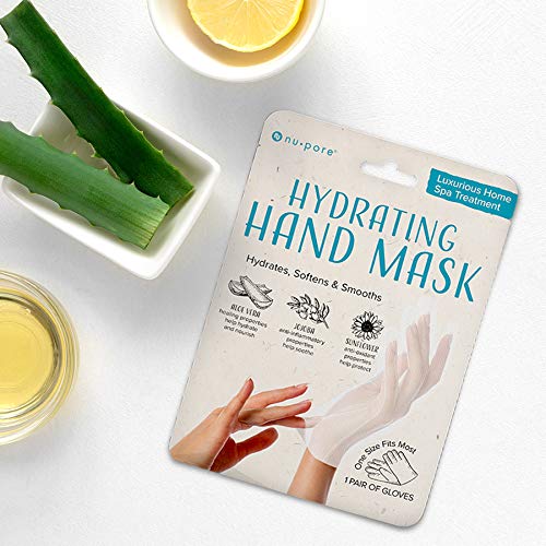 Nu-Pore Moisturizing Gloves – Hand Mask for Dry Hands and Moisturizer with Jojoba Oil and Aloe Vera to Help Repair and Soothe Extra Dry Skin, Paraben & Latex Free (24 Pack)