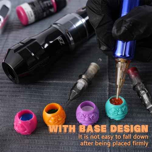 EZ Tattoo Ink Cups - 200pcs Daruma Disposable Ink Caps Tattoo Ink Pigment Holder, Tattoo Supplies and Equipment for Tattoo Needles and Tattoo Machine Kit (Orange)