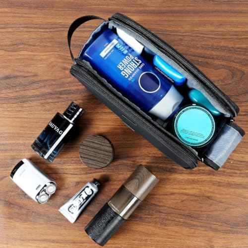 ZEEMO Travel Toiletry Bag for Men, Water-Resistant Double-Sided Full-Open Dopp Kit, Versatile Organizer for Shower and Hygiene Accessories, Bathroom Essentials, Cosmetics