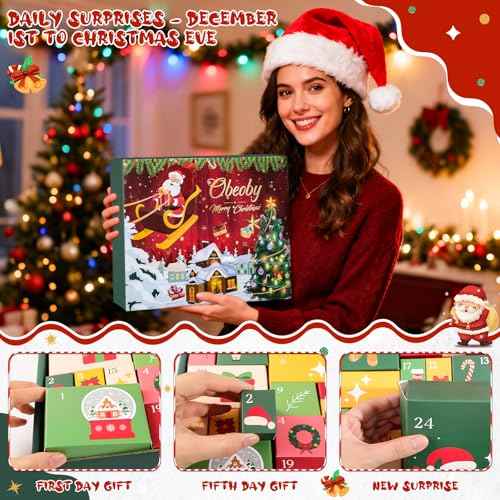 Advent Calendar 2025 for Girls, Beauty Advent Calendar with Makeup Jewelry Hair Accessories Set, 24 Days of Christmas Countdown Calendar Gift for Teen Girls