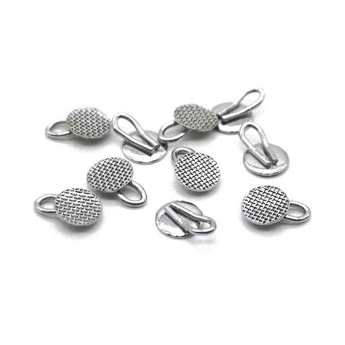 Dental Orthodontic Bondable Caplin Hook Lingual Buttons With Traction Hook,10pcs/Pack, Mesh Base (5 Packs)
