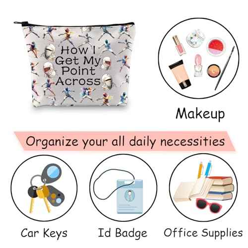 JXGZSO Funny Fencing Cosmetic Bag How I Get My Point Across Makeup Pouch Fencing Sport Gift Fencer Gift (How I Get My Point Across Bag)