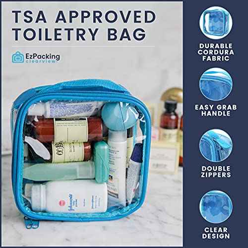 EzPacking Clear TSA Approved 3-1-1 Travel Toiletry Bag for Carry On/Quart Size Transparent Liquids Pouch for Airport Security/Reusable See Through Vinyl & PVC Plastic Organizer Men Women (Gray)