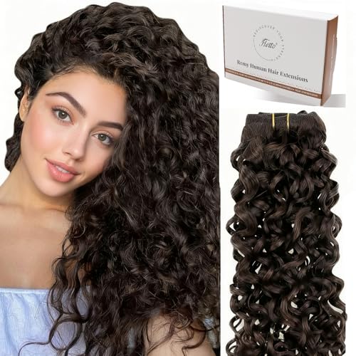 Hetto Curly Clip in Hair Extensions Human Hair 18inch 120g 7pcs #2 Darkest Brown Curly Clip in Human Hair Extensions Natural Wavy Clips in Extension Human Hair