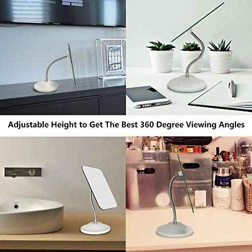 YEAKE Adjustable Flexible Gooseneck Makeup Mirror,360¡ÆRotation Folding Portable Desk Vanity Mirror with Stand Shower Shaving Cosmetic Mirror Square