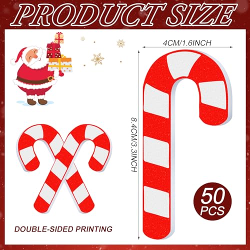 50 Pcs Christmas Nail Files Gifts Bulk for Women Mini Candy Canes Double Sided Nail File Emery Board Set Red and White Nails Boards Buffer for Natural Acrylic Nails Christmas Party Favors
