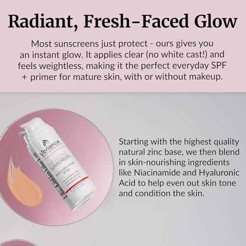 Vibriance Sheer Zinc Sunscreen - Tinted Sunscreen for Face SPF 50, Lightweight Facial Moisturizer with Niacinamide, Hyaluronic Acid - 1.7 fl oz