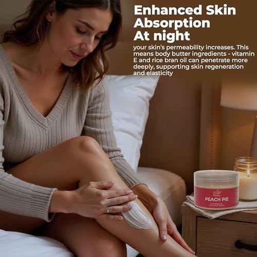 body butter peach pie scent long -lasting fragrance,hydrate skin jojoba oil and more 8oz