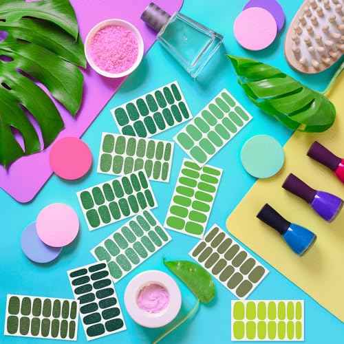 DANNEASY 16 Sheets Green Nail Wraps for Women Full Nail Polish Stickers Fresh Color Self Adhesive Nail Polish Strips Glitter Nail Strips Gel Fingernail Sticker Nails with File, Cuticle Stick