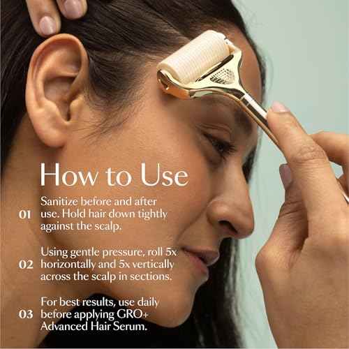 VEGAMOUR GRO+ Advanced Dermaroller | 1,200 Microneedle 0.25mm Scalp Tool | Gently Exfoliates the Scalp | Wide Head for Maximum Coverage