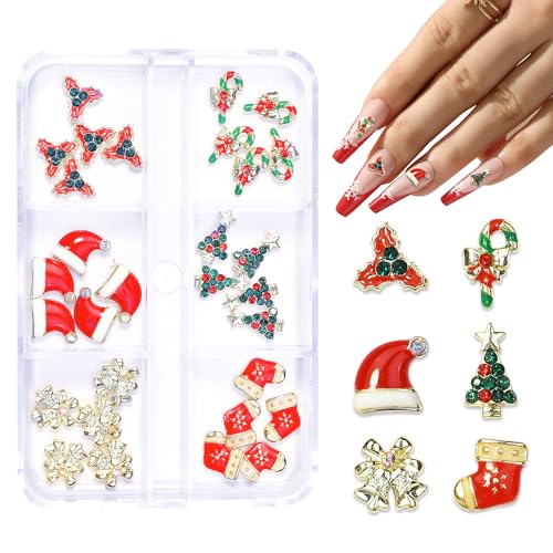 30 Pieces 3D Christmas Nail Charms for Women Girls Nails Salon Decor Christmas Tree Bells Hat Nail Christmas Charms for Acrylic Nails Jewelrys Gems for Nails Accessories Craft Decorations
