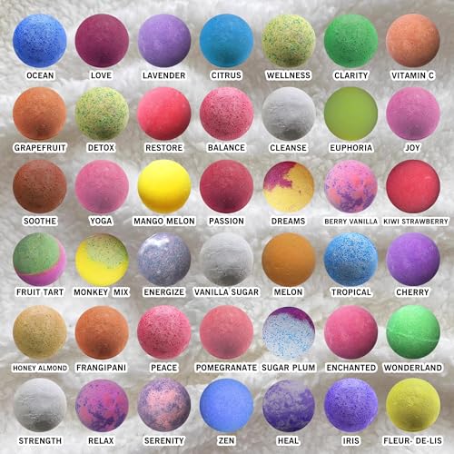 Mothers Day Bath Bomb Gift Set - 42 Moisturizing Bath Bombs for Women & Men! Birtday Gift Bath Bombs Ideal Gift Set! 100% Natural, Sulfate & Paraben Free