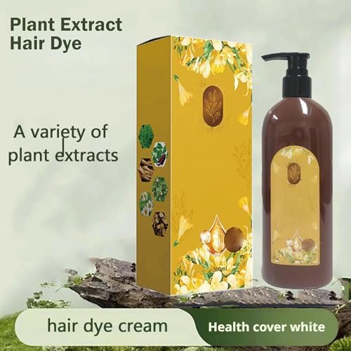Nourishing Plant-Based Hair Color - Long Lasting Plant Based Hair Dye Natural Hair Color Shampoo for Gray Coverage, Gray Hair Shampoo Natural Plant Hair Dye, Pure Plant Extract (Natural Black)