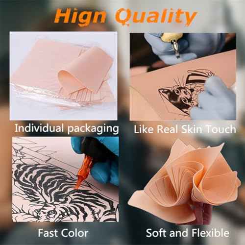 20Pcs Tattoo Skin Practice - Yuelong Blank Fake Skin Double Sides Practice Skins for Tattooing Microblading Skin-Like Blank Skin Tattoo Supplies for Beginners, Artists