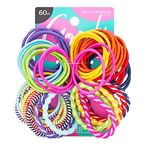 Goody Kids Ouchless Hair Elastics ? No Pull, No Breakage, Tangle-Free Hold for Fine Hair ? 60 Count, Assorted Colors, Long-Lasting Ponytail Holders for Girls & Boys