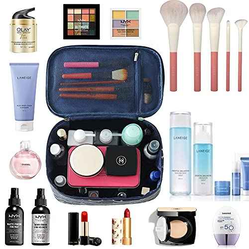 HOYOFO Makeup Bag Cosmetic Bags for Women Travel Makeup Organizer Case, Starry Sky