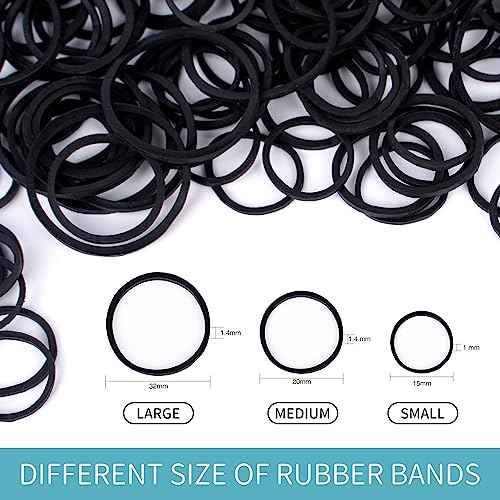 HOYOLS 3/4¡± Inches Black Hair Rubber Bands for Hair Ties Small Mini Elastics Bands Large Braiding Ponytail Holders for Baby Toddler Girls Kids No Damage 600pcs (M) Latex-Free