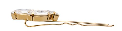 L. Erickson Triple Crystal Bobby Pin, Crystal/Gold
