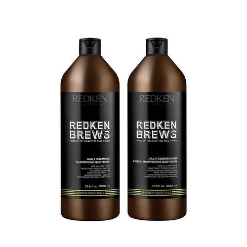 Redken Brews Daily Shampoo & Conditioner Set For Men - For All Men's Hair Types, Adds Moisture & Shine to Dry Hair