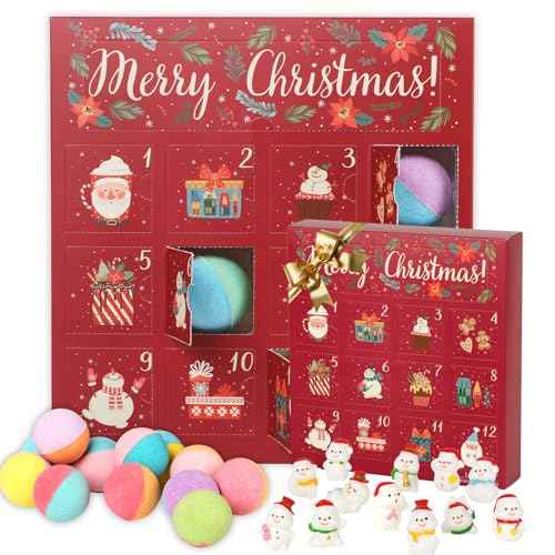 12Pcs Advent Calendar Christmas Gifts for Kids Women - Christmas Advent Calendar Bath Bomb with Surprise Inside Bath and Body Gift for Sister, Wife, Mom, Son, Daughter£üChristmas Gift Set Idea for Kids