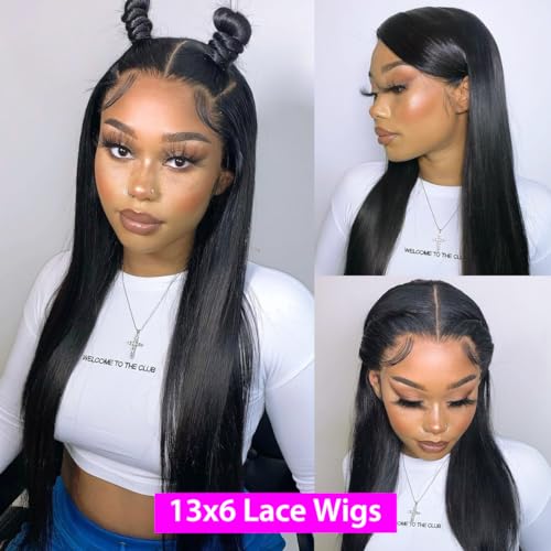 28 Inch Lace Front Wigs - Straight Human Hair, 180 Density, Glueless, 13x6 Frontal Wigs