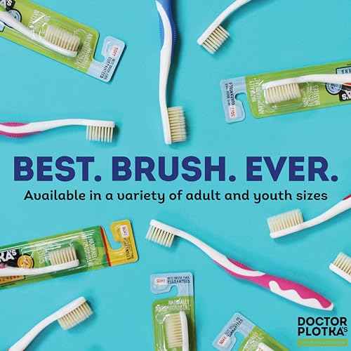 MOUTHWATCHERS Dr Plotkas Soft Bristle Flossing Toothbrush Manual Soft Toothbrush for Adults, Ultra Clean, Good for Sensitive Teeth and Gums, Variety 4 Pack, Colors May Vary