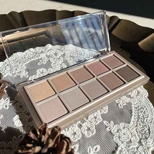 Erinde 10 Colors Nude Eyeshadow Palette, Taupe Brown Mavue Matte Eye Shadow Palette Makeup, Neutral Grey Smokey Eye Pallete, Ultra-Blendable, Long Lasting Natural Eyeshadow for Older Women, Cement