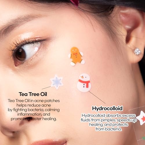 Epielle Acne Patch Shapes Edition, Acne Patches with Hydrocolloid Dressing, Fun for Parties, Sleepovers, Girls' Nights, Halloween Parties, Girls' Gift (Christmas Patch, 85ct)