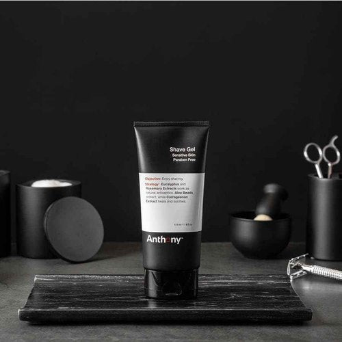 Anthony Shave Gel for Sensitive Skin – Non-Foaming, Soothing Shaving Cream for Men and Women. With Aloe Vera Beads, Eucalyptus, Rosemary and Carrageenan Extract - 6 Fl Oz (3 Pack)
