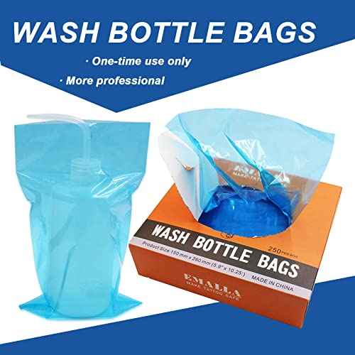 Wash Bottle Bags 250pcs Tattoo Wash Bottle Covers Blue Squeeze Bottles Sleeves Bag Cleaning Tattoo Bottles Bags for Tattoos Supplies Tattoos Kits
