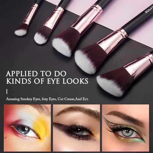 SOLVE Makeup Brushes, 16 Pcs Premium Synthetic Make up Brushes with Black Travel Case, Makeup Brush Set for Foundation Powder Concealers Eyeshadow Eyeliner (Black & Pink)