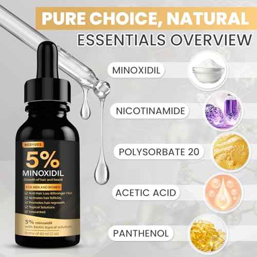 5% Minoxidil Hair Growth Serum Minoxidil Biotin for Hair Beard Growth Prevent Hair Loss for Thicker Longer Fuller Healthier Hair Men and Wome 3 Bottles of 2oz