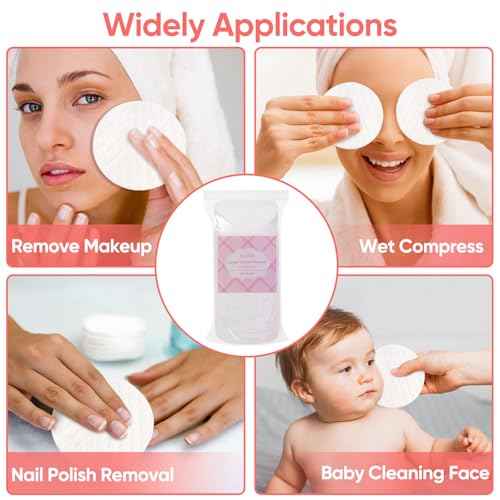 Extra Large Cotton Rounds, Diameter 3.14", 100% Pure Cotton Pads, Soft and Lint-Free, for Removing Makeup, Nail Polish, and Cleansing Face, 120 Count