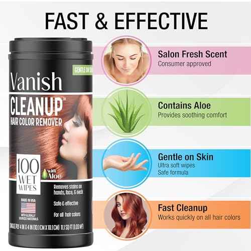 Hair Color and Hair Dye Remover Wipes, Safely Removes Hair Color Dye from with Aloe, Gentle on Skin - 100 Count