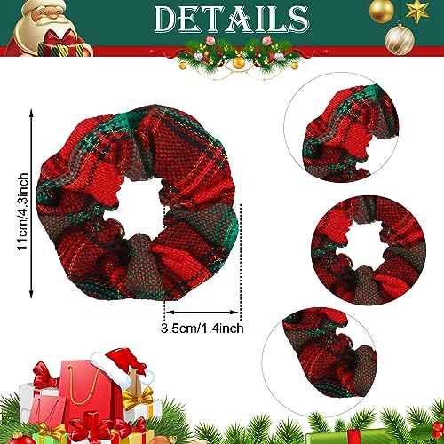 Giegxin 100 Pcs Christmas Scrunchies Bulk Hair Scrunchies Soft Elastic Snowflake Sequins Hair Scrunchy Ties Buffalo Plaid Glittery Rope Ponytail Holder for Women Gifts Xmas Accessories