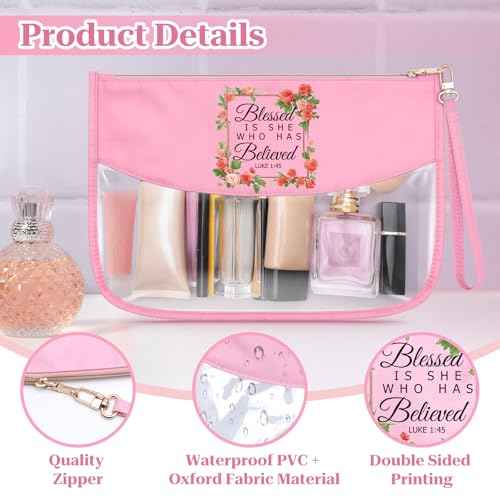 Christian Makeup Bag Religious Gift for Women Religious Faith Gifts Christian Gifts for Women Faith Scripture Bible Verse Clear Cosmetic Bag Zipper Travel Pouch Birthday Christmas for Her