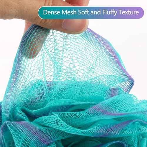 BTYMS Loofah Sponge 60 Gram Shower Pouf Bath Scrunchies Shower Puff Exfoliating Body Wash Scrubber Bath Puffs for Washing - Set of 4