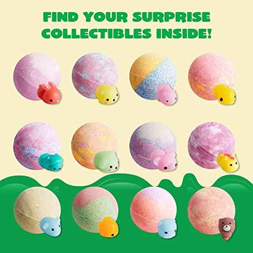 JOYIN Big Bath Bombs for Kids with Mochi Toy, 12 Pack Bubble Bath Bombs with Surprise Toy Inside, Natural Essential Oil SPA Bath Fizzies Set, Party Favors for Boys Girls Birthday Gifts