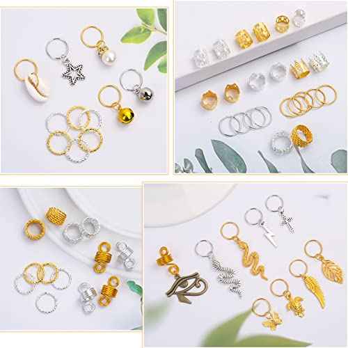 294Pcs Hair Jewelry for Braids Loc Jewelry for Hair Dreadlocks, Braid Accessories for Women Men, Gold Braid Accessories with Cuffs Charms Pendants