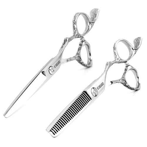 Hair Scissors Set 5.5 Inch Professional Barber Scissors Set Hair Cutting Scissors Hairdresser Scissors Thinning Shears 440C KINSARO