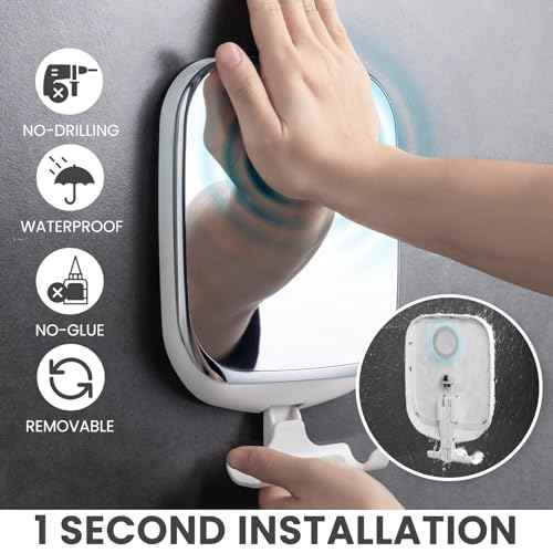 TAILI Shower Mirror Fogless with Razor Holder for Shaving, Anti Fog Bath Mirror with Powerful Suction NO-Drilling, Removable, Shatterproof, Wall Mounted Bathroom Accessories,White