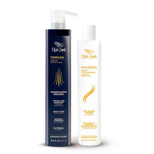 I Belli Capelli Torrano Keratin Hair Treatment Straightening in 1 Step, Formaldehyde Free-Nanoplastia Para Alisar Cabello 16.9Fl.oz (500ml) + Deep Cleansing Shampoo 10.1 fl.oz (300ml)
