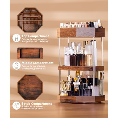 Homde Makeup Organizer 360 Degree Rotating Cosmetic Storage Display Perfume Organizer Cologne Organizer