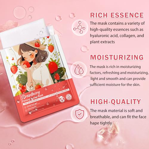 Facial Masks for Women Skin Care,10 Pack Kids Face Masks Spa,Hydraiting Hyaluronic Acid Face Mask Set for Girls,Natural Ingredients Mascarillas Faciales Para Ni?as