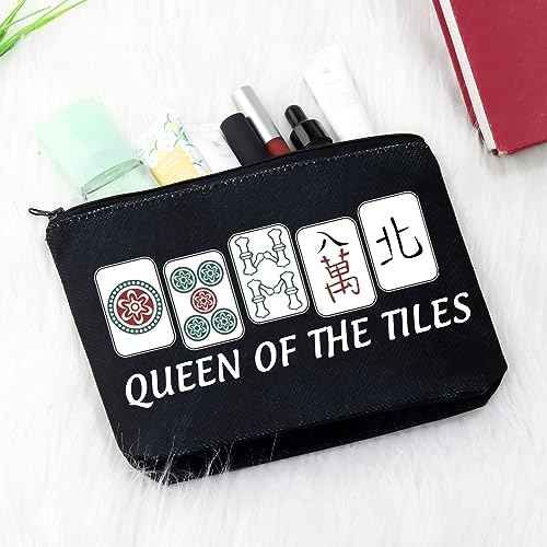 GJTIM Chinese Game Themed Gift Queen Of The Tiles Board Game Storage Bag for Game Lover (Tiles Queen Black)