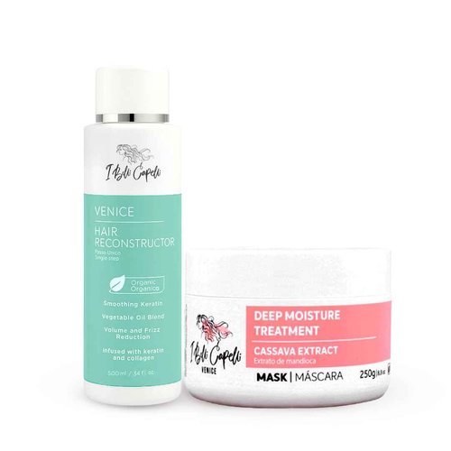 I Belli Capelli Venice Smoothing Keratin Kit - Brazilian Hair Straightening Treatment for Silky Soft Hair (250g), Pack of 2